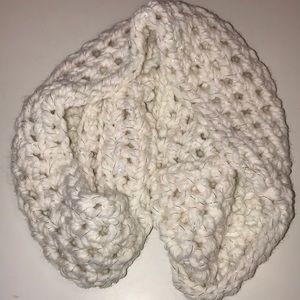 Hand made crochet White scarf wool